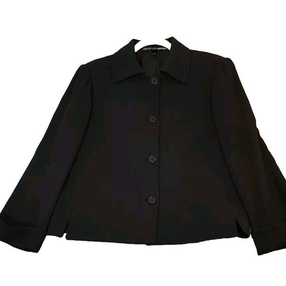 Vtg Linda Allard Ellen Tracy Womens Size 14 Blazer Black Acetate Blend Lined